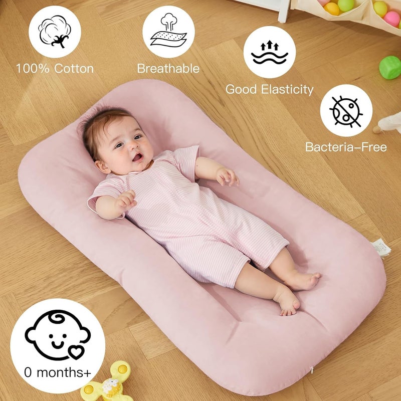 PGONEEE Baby Lounger for Newborn, Bionic Design Baby Lounger, Soft Organic Cotton Breathable Lounger for Infants 0-18 Months (Yellow) - Image 3